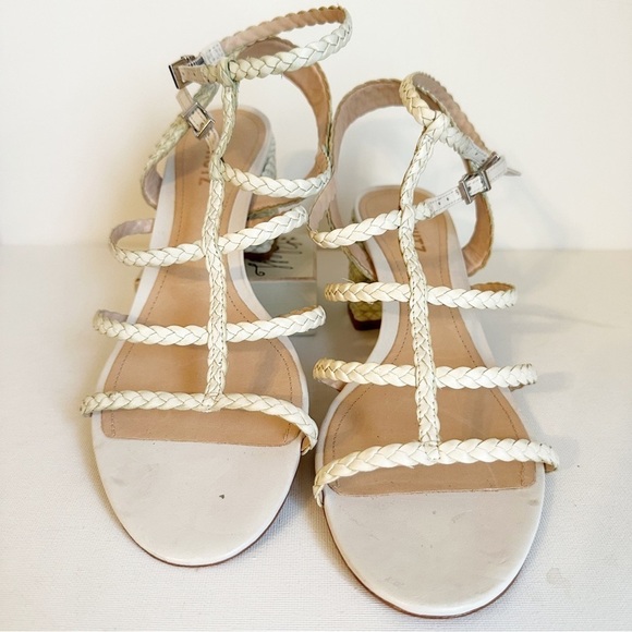 Schutz Clarcie Gladiator Braided Block Heel Strappy Sandals in Desert - 11 - Picture 1 of 15